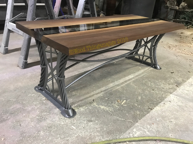 Wooden table side view