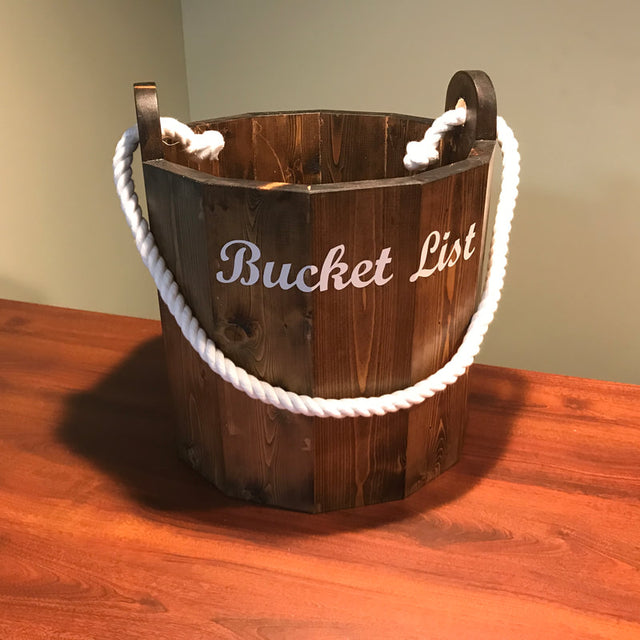 bucket list wooden bucket