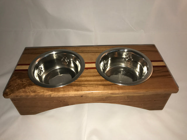 wooden dog bowl holder