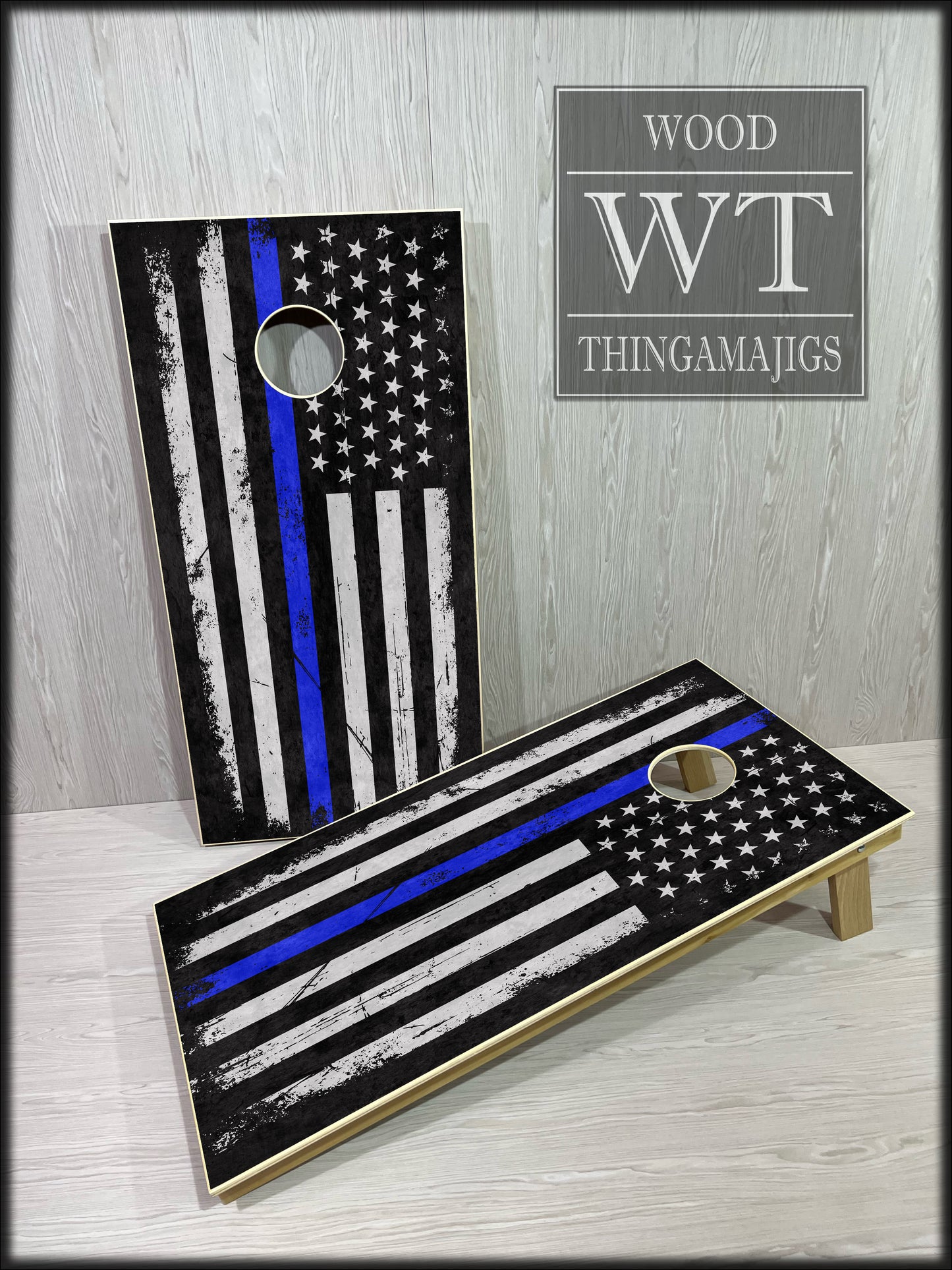 Blue Line Flag Cornhole