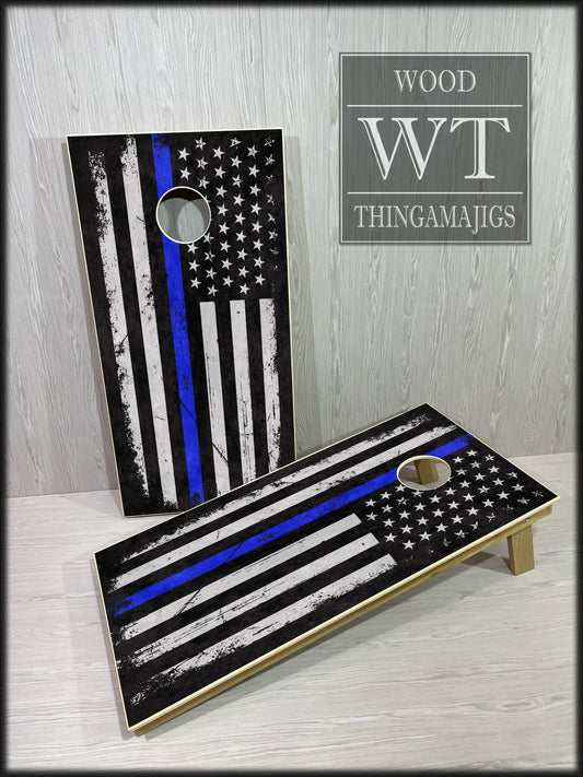 Blue Line Flag Cornhole