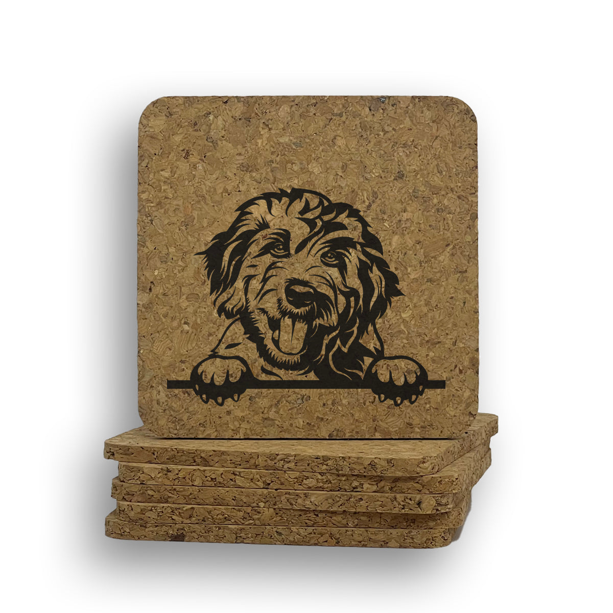 Goldendoodle Peeking Coaster