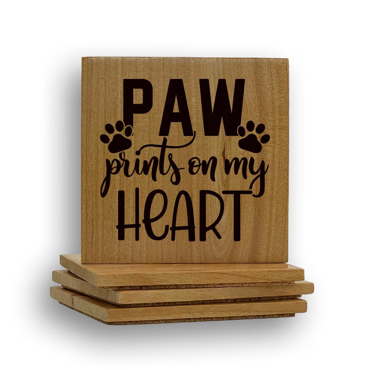 Paw Print Heart 2 Coaster
