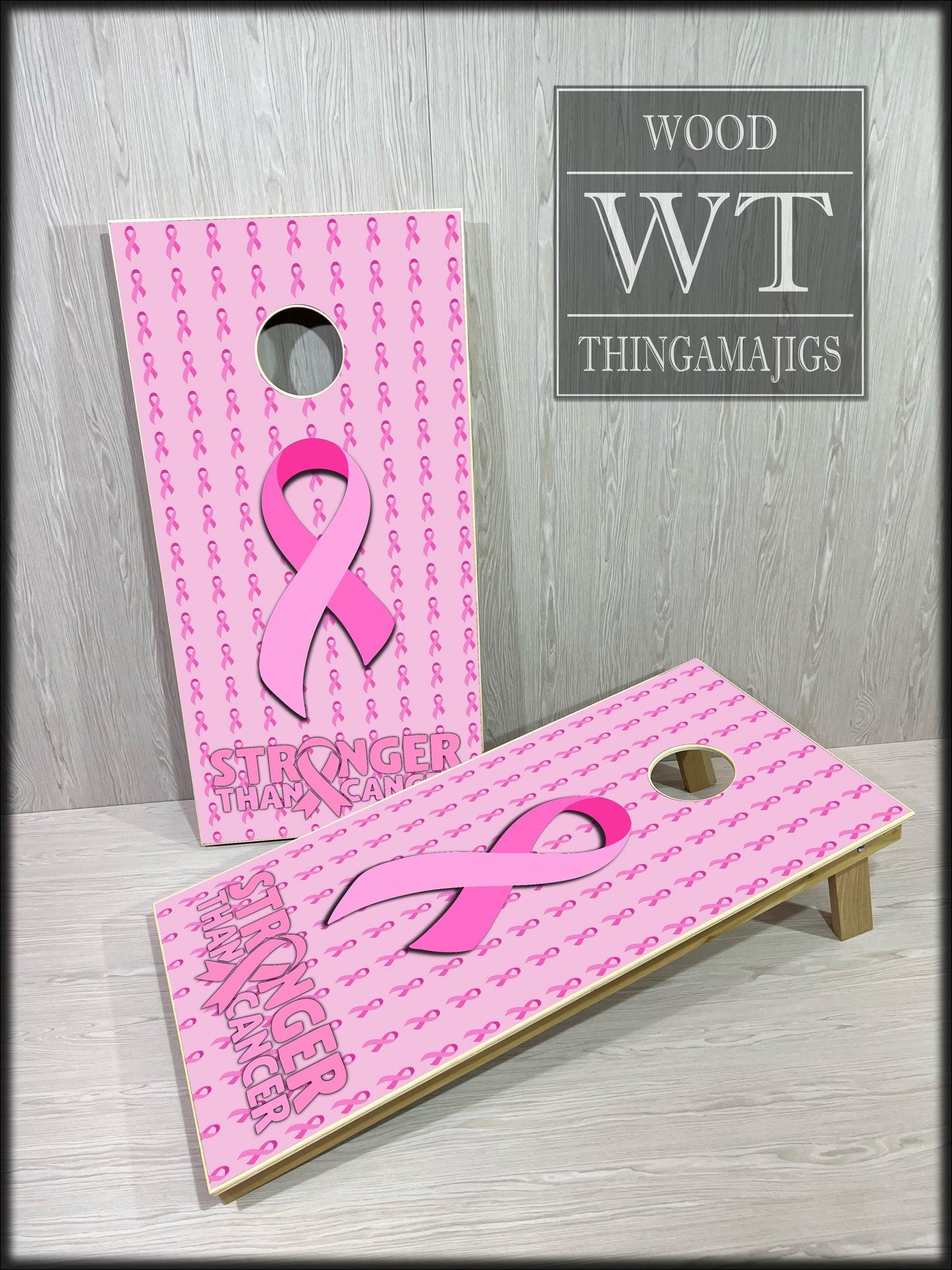 Breast Cancer Ribbon Cornhole