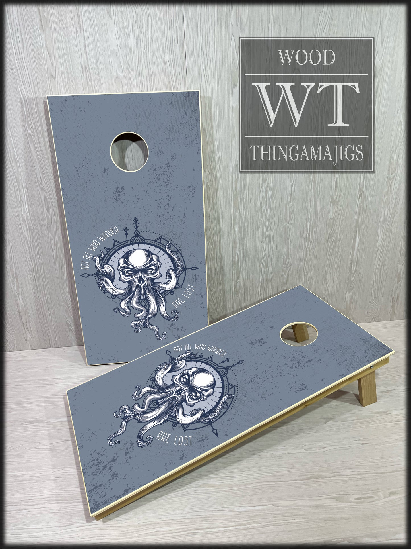 Not All Who Wander Octopus Cornhole