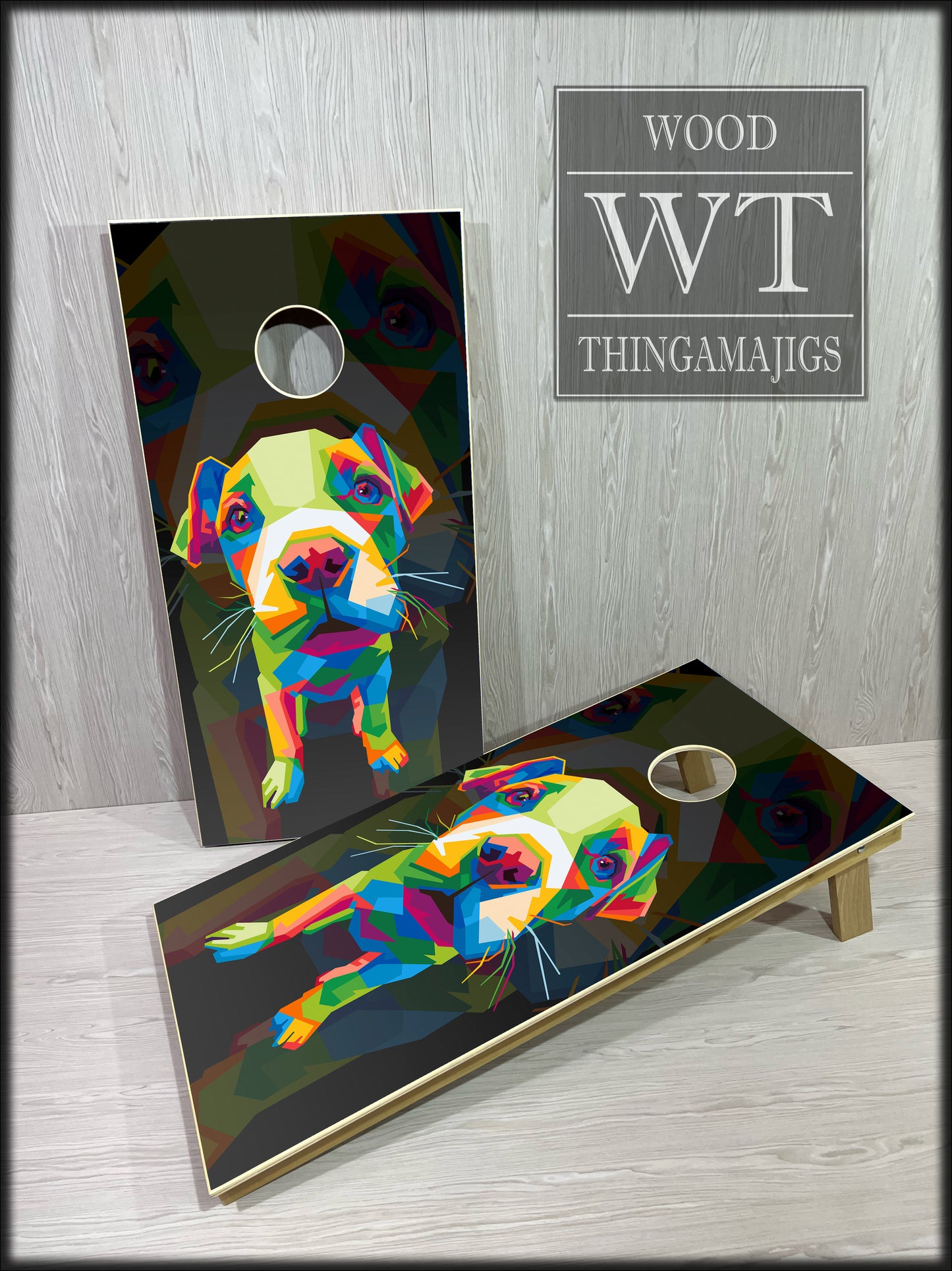 Rainbow Puppy Cornhole