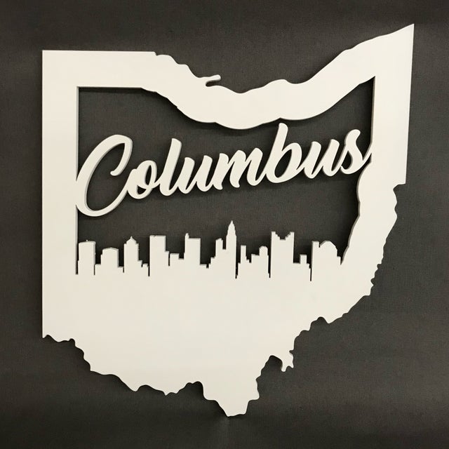 Ohio Cutout w/ COLS skyline - Small Wall Hanging