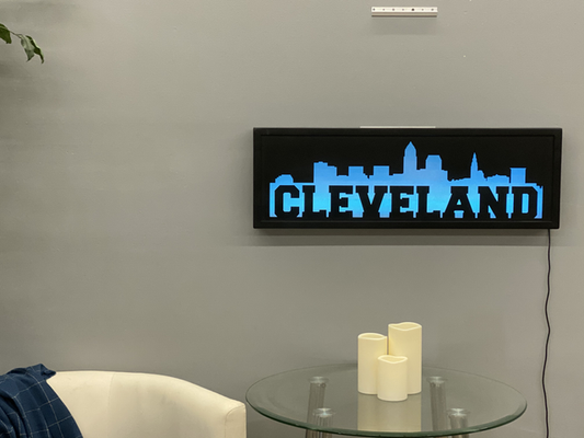 Block Cleveland Skyline LED - Small Wall Hanging