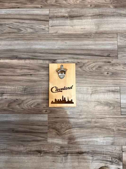 Script Cleveland Skyline Bottle Opener