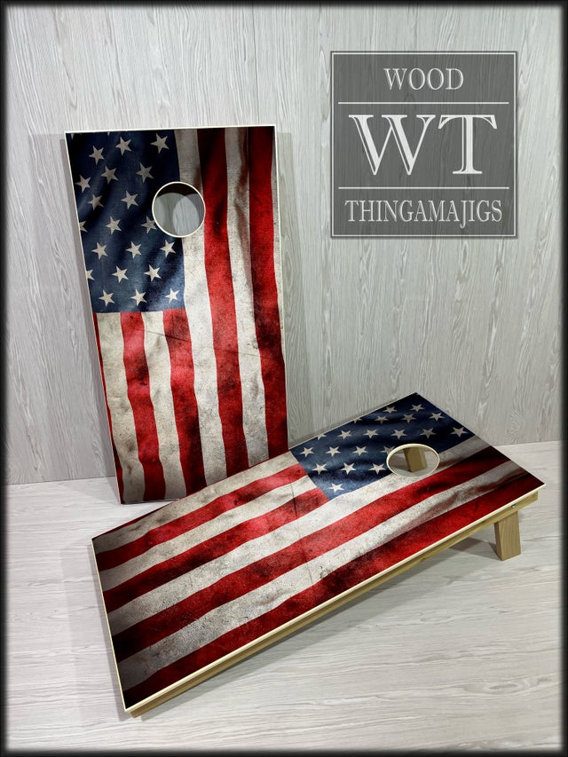 Distressed American Flag Cornhole