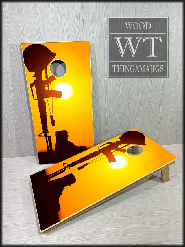 Sunset Soldier's Cross Cornhole