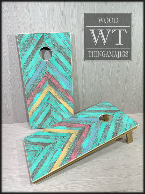 Teal Chevron Cornhole