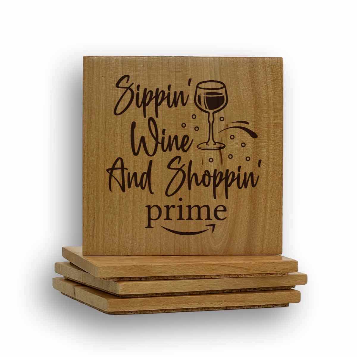 Sippin' Wine And Shoppin' Prime Coaster