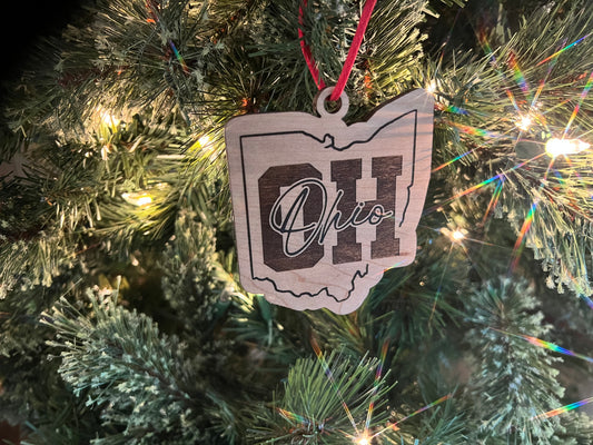 Script OH in Ohio Ornament