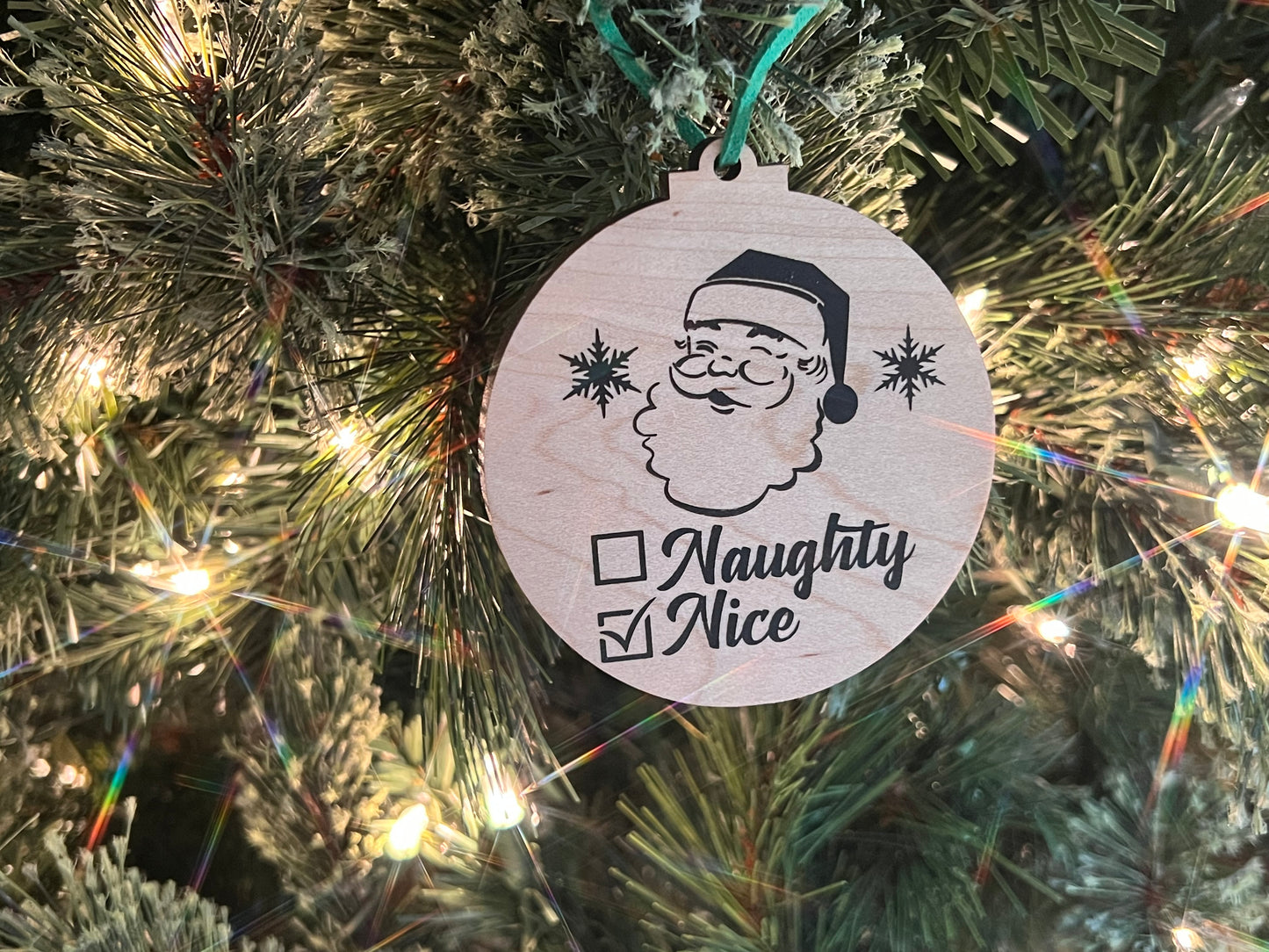 Santa Nice Checkmark Ornament