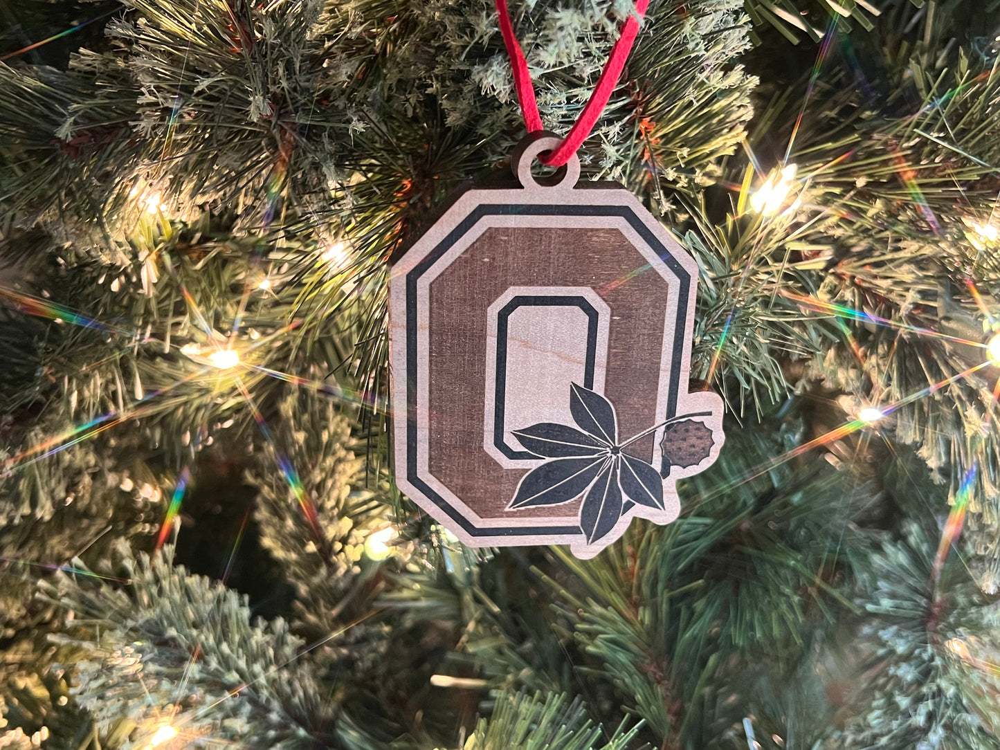 Block O w/ Buckeye Ornament