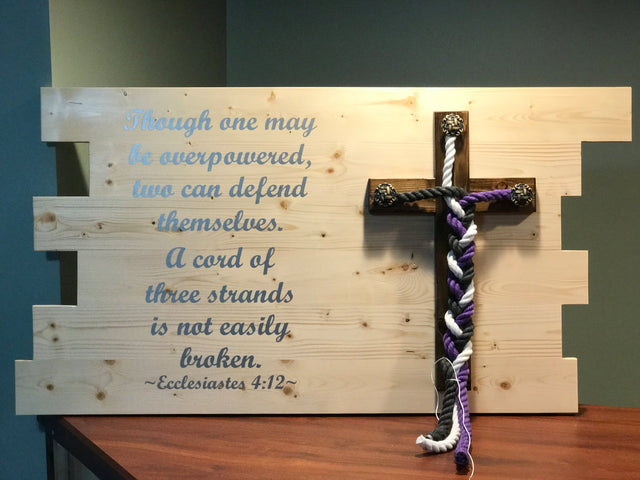 Bible verse three strands cross sign