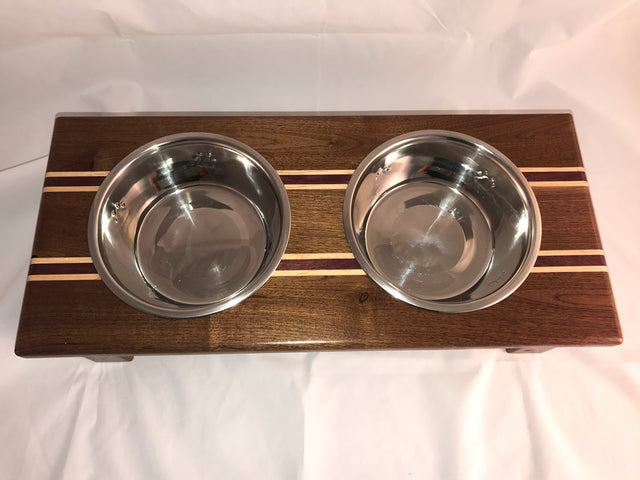 wooden dog bowl holder