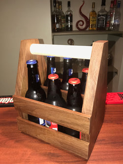 wooden beer bottle carrier