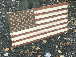 custom wooden flag with small shelves
