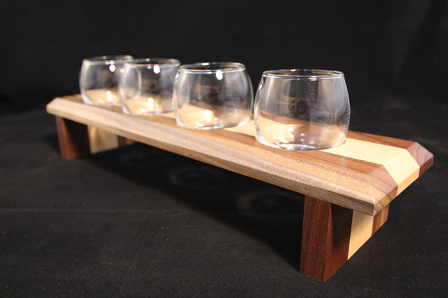 wooden flight board with glasses