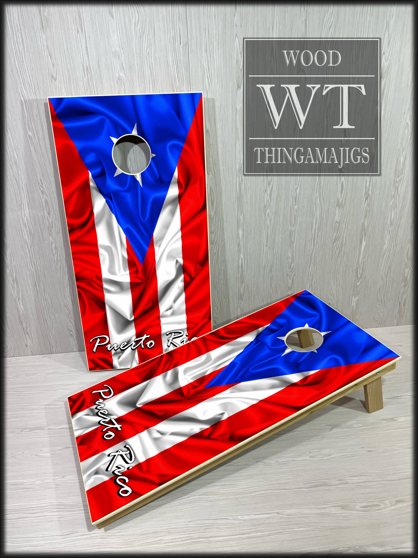 Wavy Puerto Rico Flag Cornhole