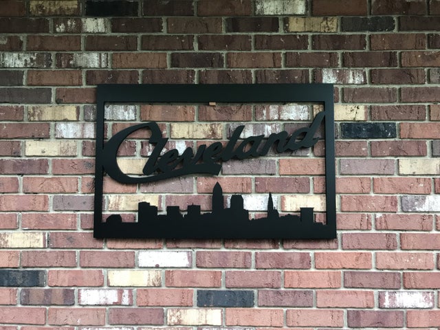 Script Cleveland Skyline - Small Wall Hanging