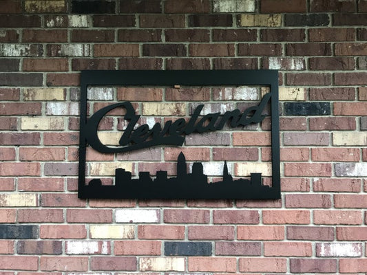 Script Cleveland Skyline - Small Wall Hanging