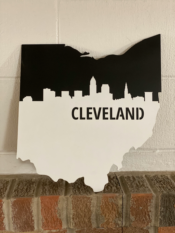 Stacked Cleveland Skyline Ohio Wall Hanging
