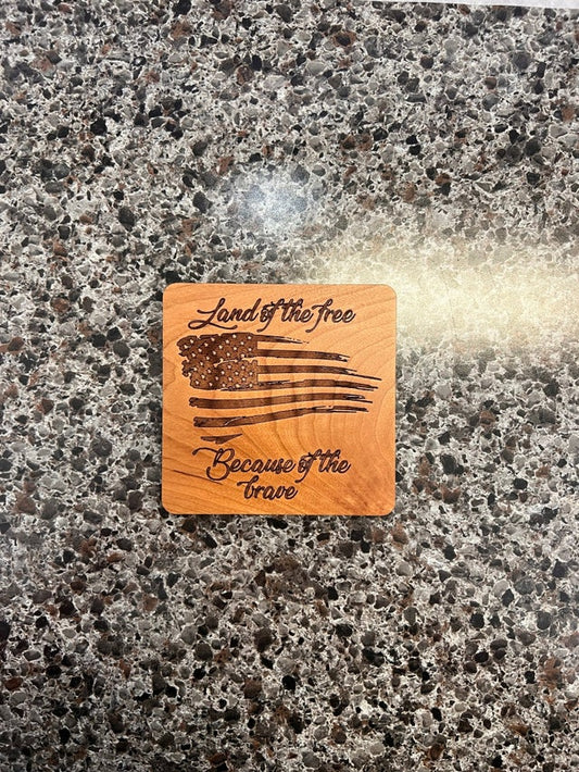 Land of the Free Flag Coasters