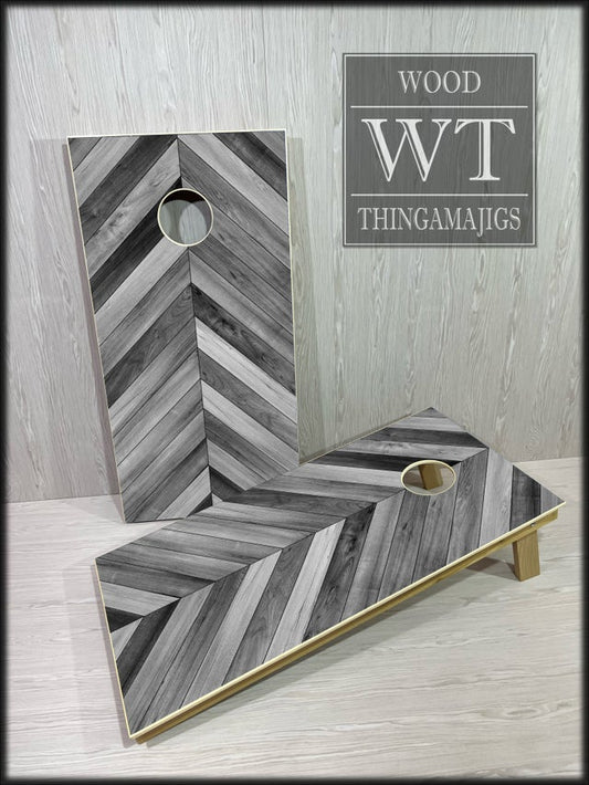 Grey Chevron Cornhole