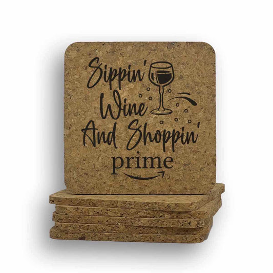 Sippin' Wine And Shoppin' Prime Coaster